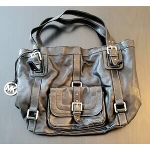 Michael Kors Large Leather Handbag Vintage, extra soft, black, with emblem